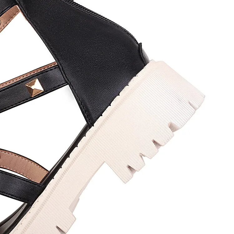 Sandals With Straps On The Back Women's Rivets Platform Low Heels Sandals