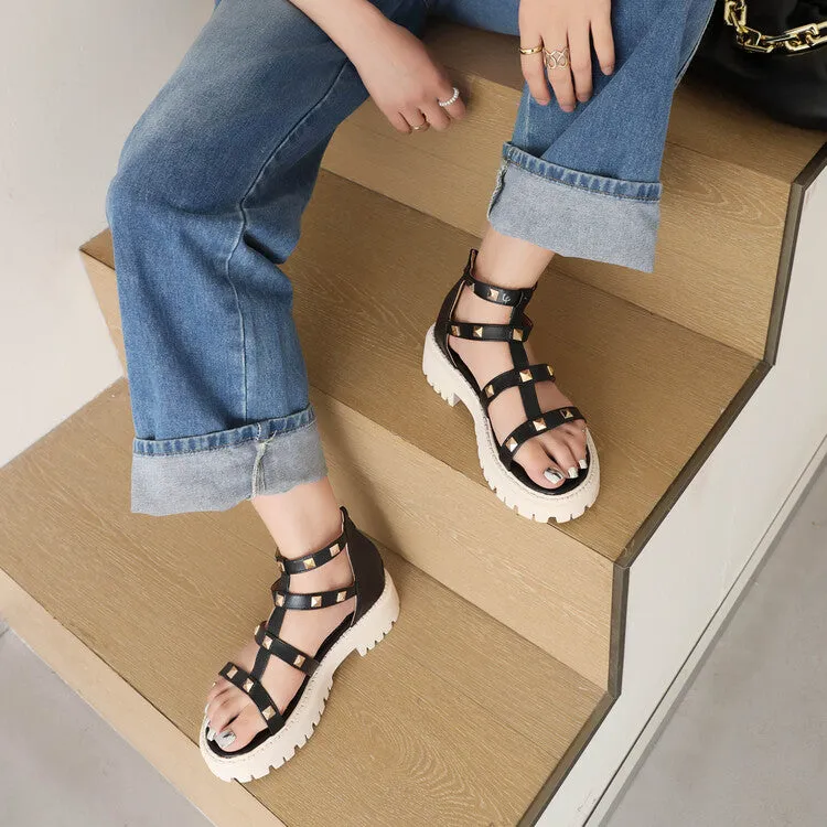 Gbg Los Angeles Sandals Women's Rivets Platform Low Heels Sandals
