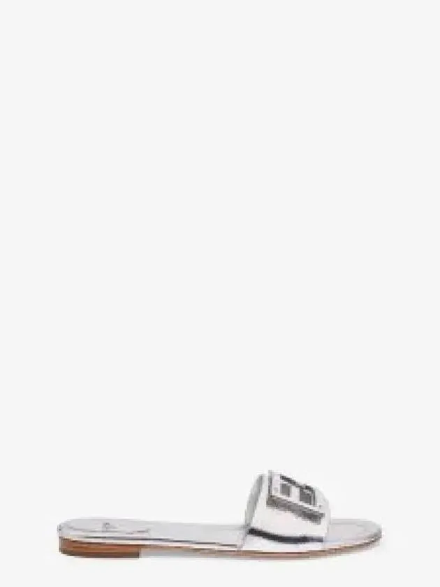 Baguette Nappa Leather Slippers Silver Flip Flops English