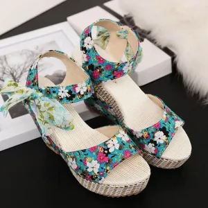 Novelty Slippers Wedge Lace Laces Floral Pattern High Heels S3365441
