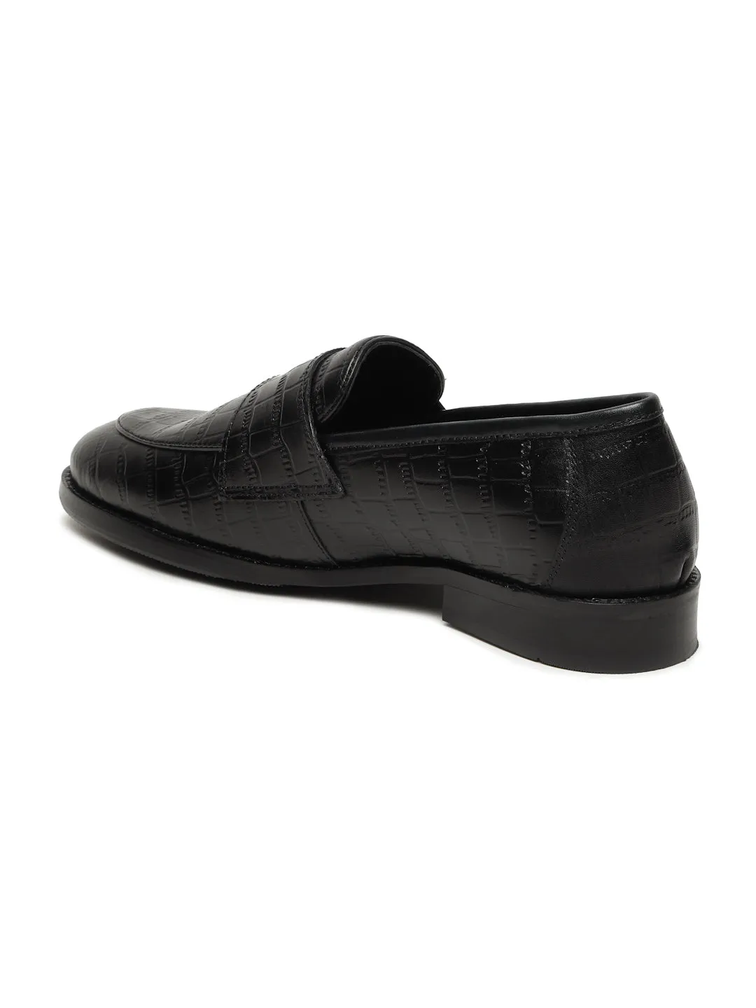 Men's Black Texture Leather Monk Strap Loafers Peter Milar Loafers