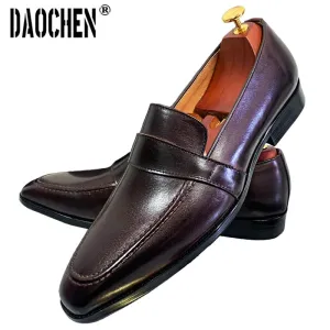 SLIP ON MEN CASUAL SHOE BROWN BLACK GENUINE LEATHER SHOES FOR MEN Sustainable Loafers