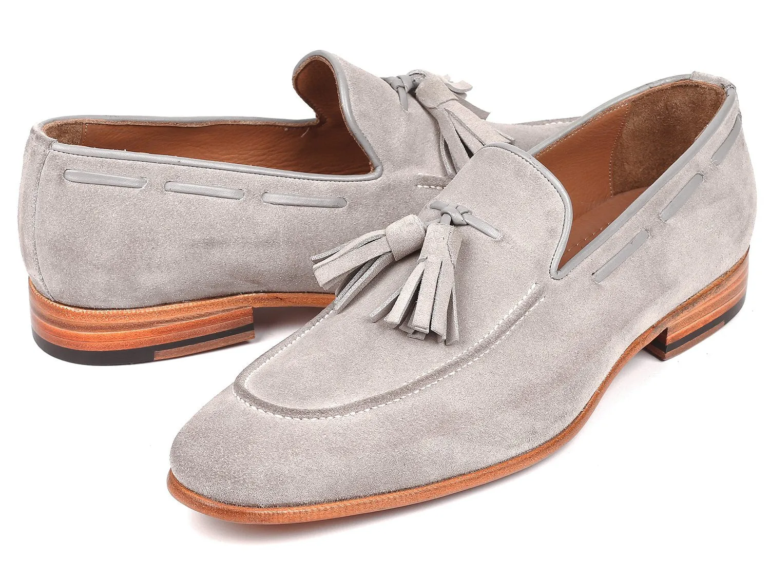 Toe Box Loafers Paul Parkman Tassel Loafers Grey Suede - GRY32FG