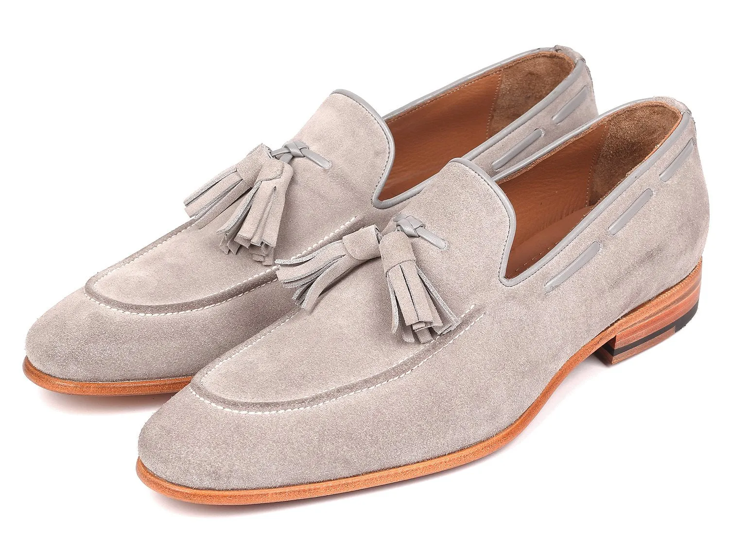 Loafers For Men Paul Parkman Tassel Loafers Grey Suede - GRY32FG