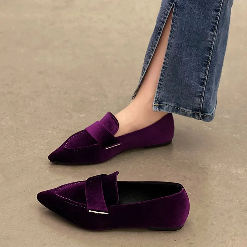 Carlos Loafers Women Flats Ballet Dance Pointed Toe Sandals Shoes 2023 Spring New Designer Loafers Shoes Suede Casual Sport Walking Zapatillas