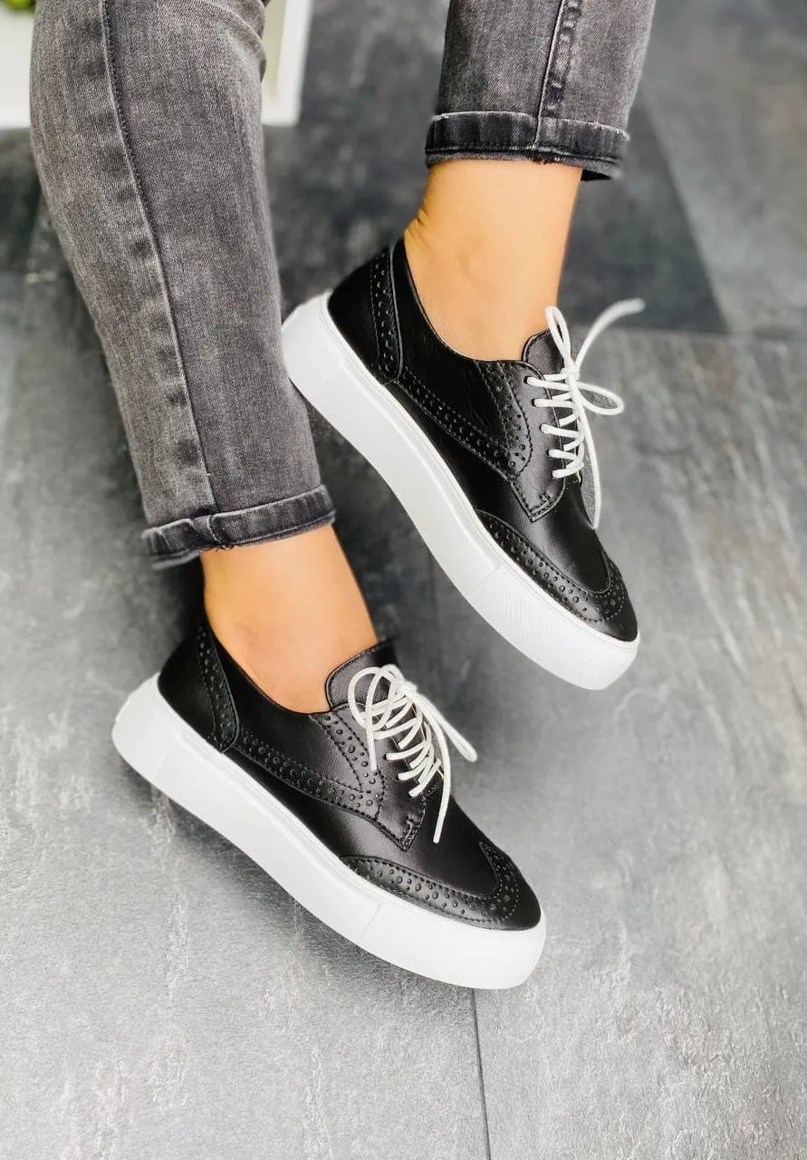 American Classics Penny Loafers Women Leather Loafers Oxford Black