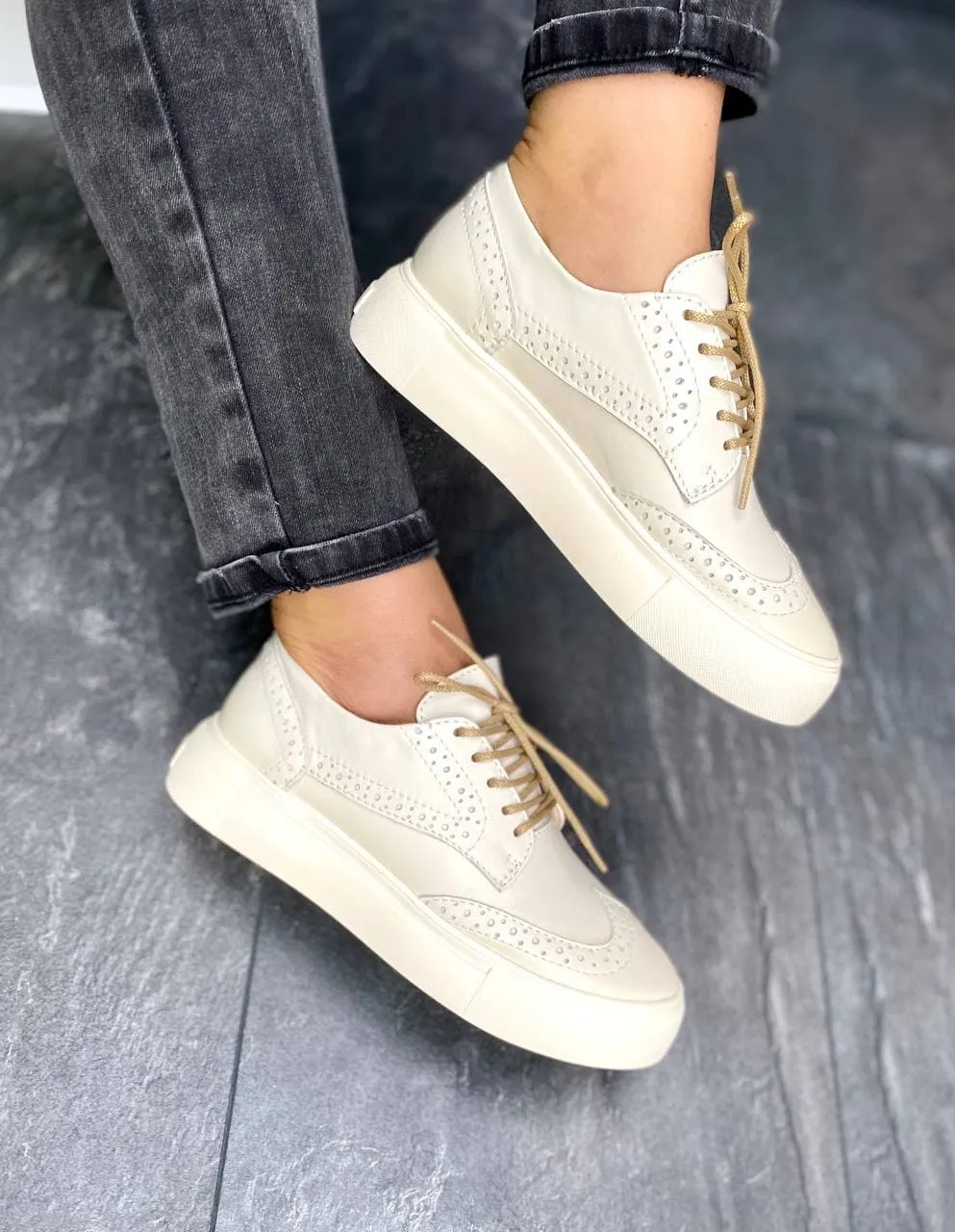 Boots And Loafers Women Leather Loafers Oxford Ivory