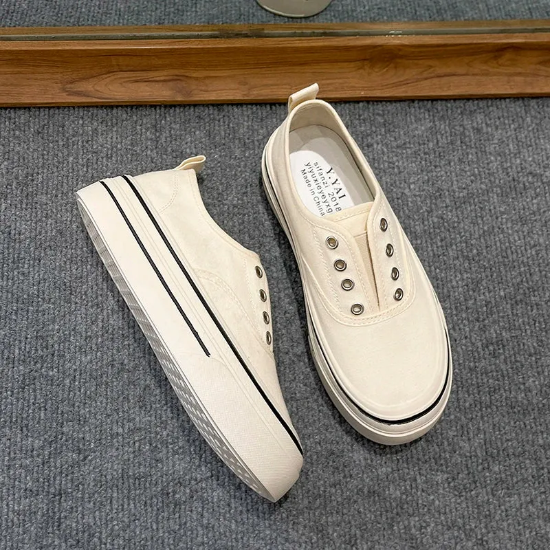 Women Outdoor Walking Canvas Shoes New Fashion Jogging Sneakers Slip-on Woman Vulcanized Flat Casual Loafers Ladies Zapatillas Air Max Loafers