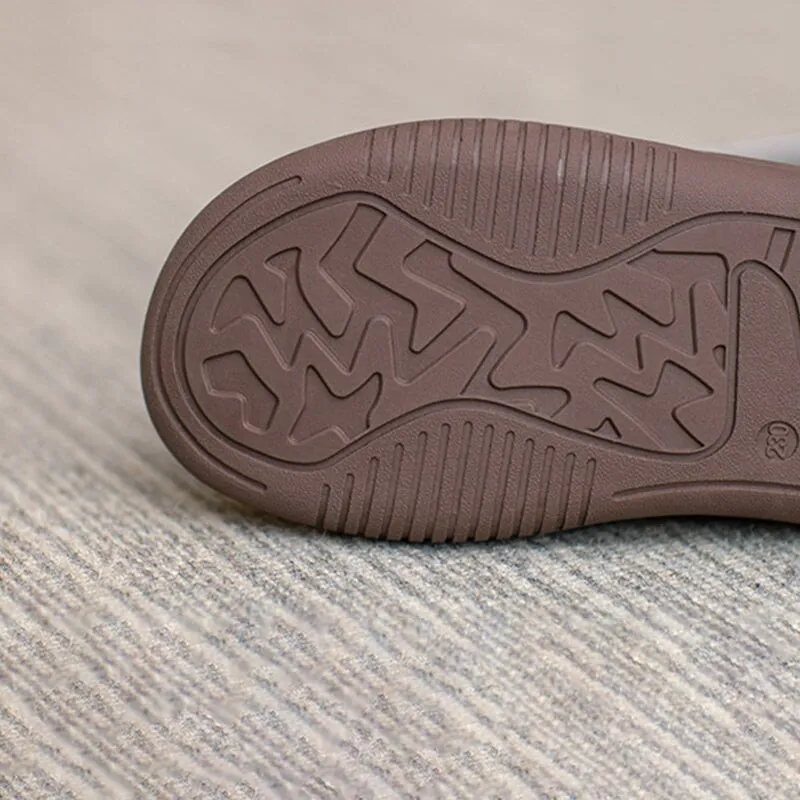 Women Round Toe Lace Up Leather Platform Oxfords in Brown/Khaki Slip On Oxford