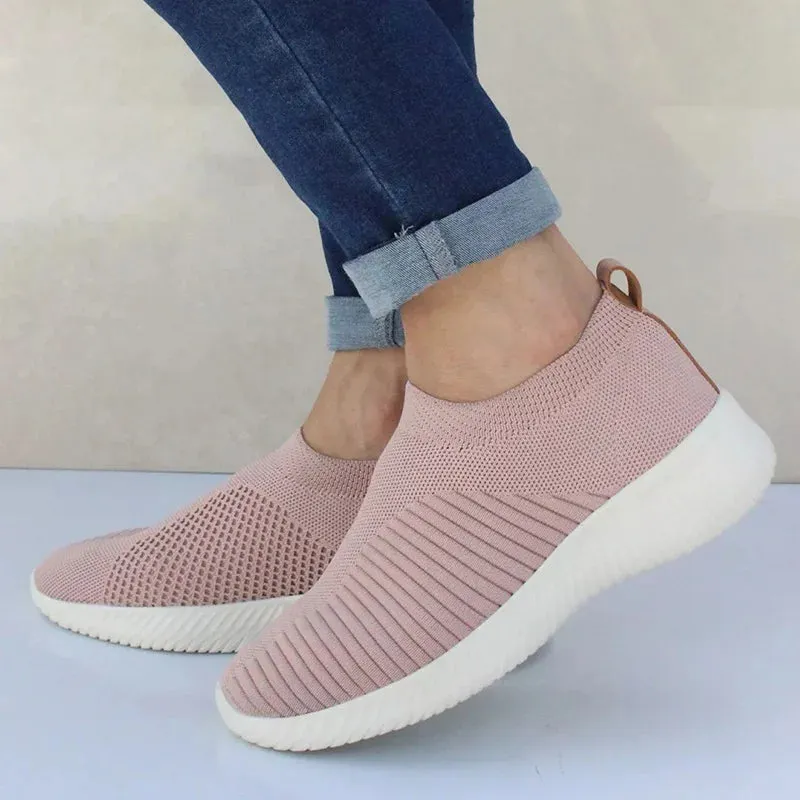 Mk Shoes Loafers Women Shoes Knitting Sock Sneakers Women Spring Summer Slip On Flat Shoes Women Plus Size Loafers Flats Walking krasovki Famela