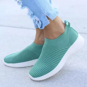 Women Shoes Knitting Sock Sneakers Women Spring Summer Slip On Flat Shoes Women Plus Size Loafers Flats Walking krasovki Famela Comfortable Dress Loafers