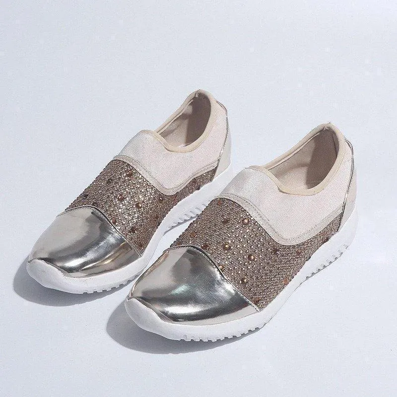 Silver Ballet Flat Shoes Women Woven Mesh Flat Shoes