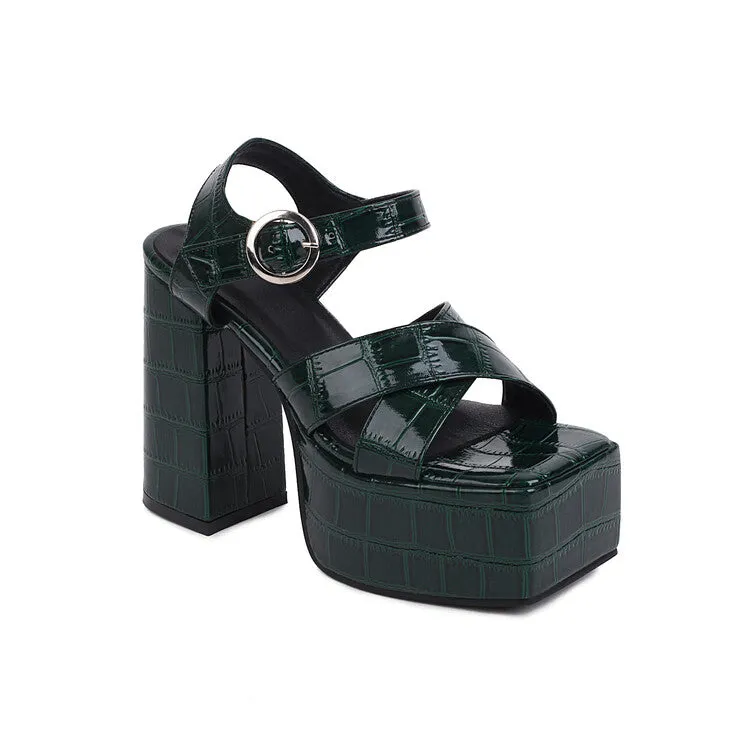 Sandals Heeled Women's Ankle Strap Buckle Thick Sole Block Heel Platform Sandals