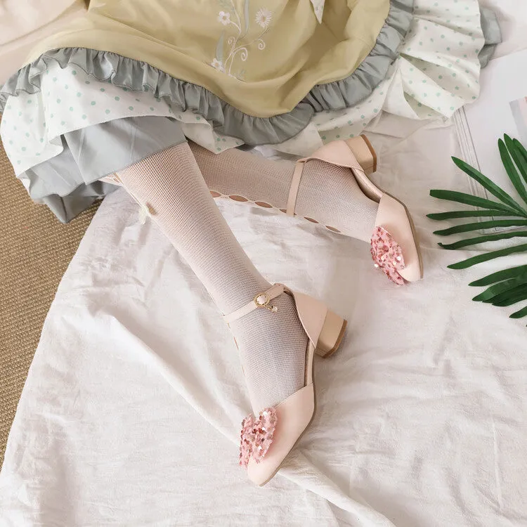 Bahamian Sandals Women's Ankle Strap Rhinestone Butterfly Knot Hollow Out Block Heel Sandals