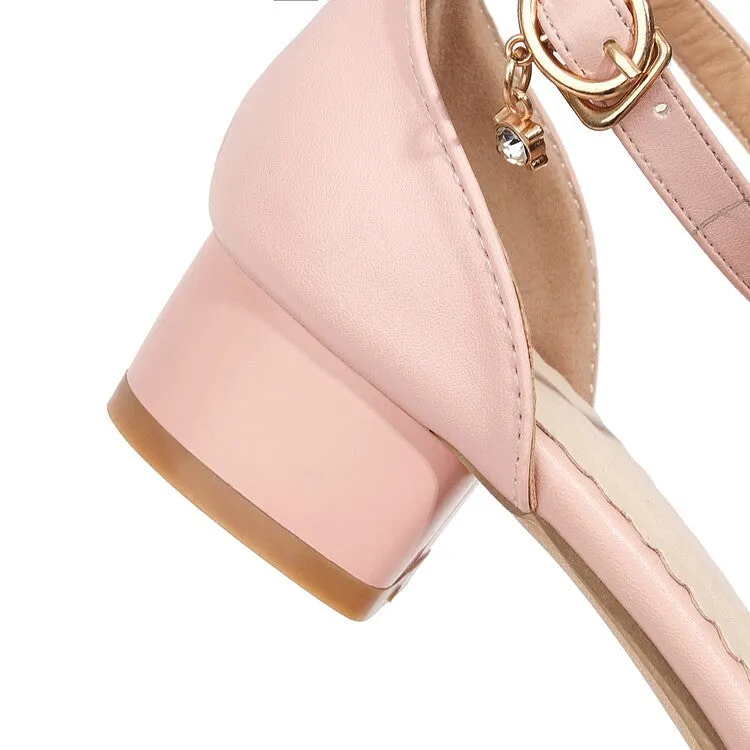 Platform Sandals High Women's Ankle Strap Rhinestone Butterfly Knot Hollow Out Block Heel Sandals