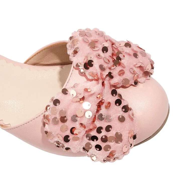 Women's Ankle Strap Rhinestone Butterfly Knot Hollow Out Block Heel Sandals Supportive Walking Sandals