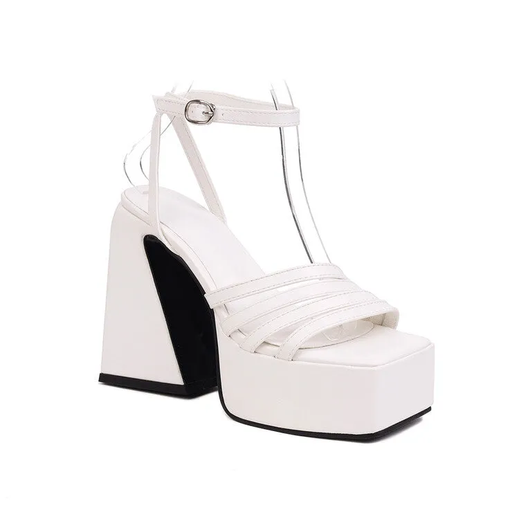 Sport Slide Sandals Women's Ankle Strap Thick Sole High Heel Platform Sandals