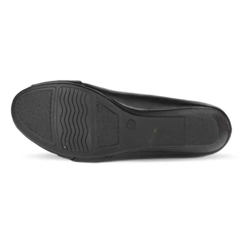 Leather Work Boots Slip On Womens Black Wedge Shoe