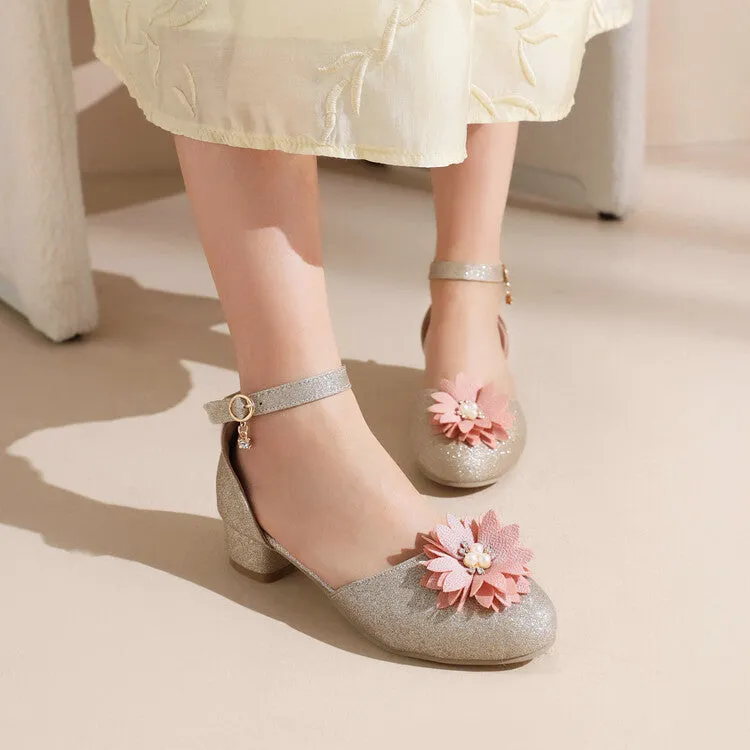 Sandals Grenada Resort Women's Bling Bling Flora Round Toe Hollow Out Block Heel Low Heels Sandals