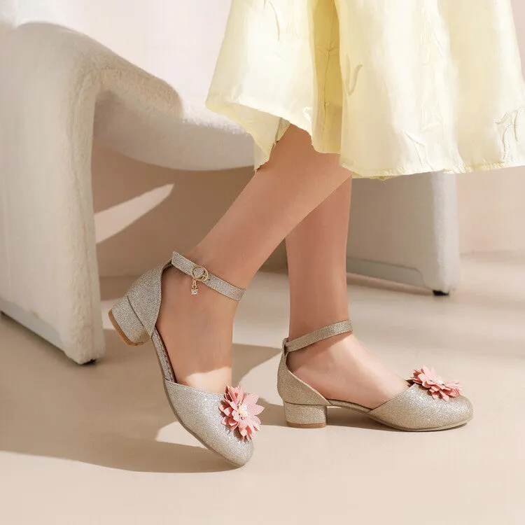 Women's Bling Bling Flora Round Toe Hollow Out Block Heel Low Heels Sandals Sandals Jamaica Ochi Beach Resort