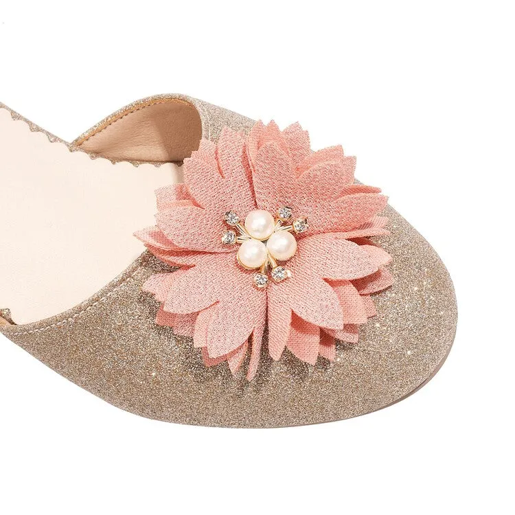 Women's Bling Bling Flora Round Toe Hollow Out Block Heel Low Heels Sandals Sandals Discontinued