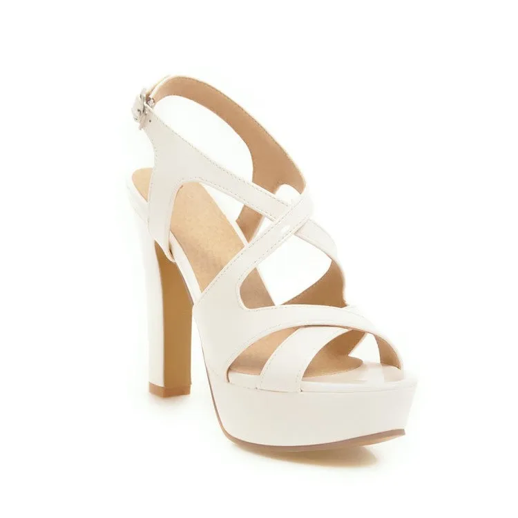 Toe Sandals Women's Bling Bling Hollow Out Chunky Heel High Heels Platform Sandals