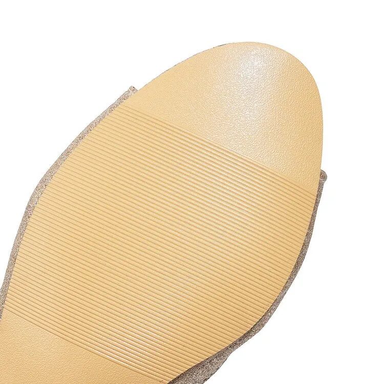 Women's Bling Bling Peep Toe Butterfly Knot pearl Hollow Out Ankle Strap Block Heel Sandals Handmade Leather Sandals