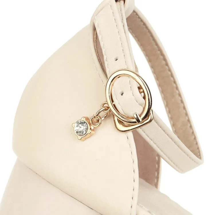 Women's Butterfly Knot Pearls Hollow Out Ankle Strap Block Heel Low Heels Sandals Sandals Espadrilles