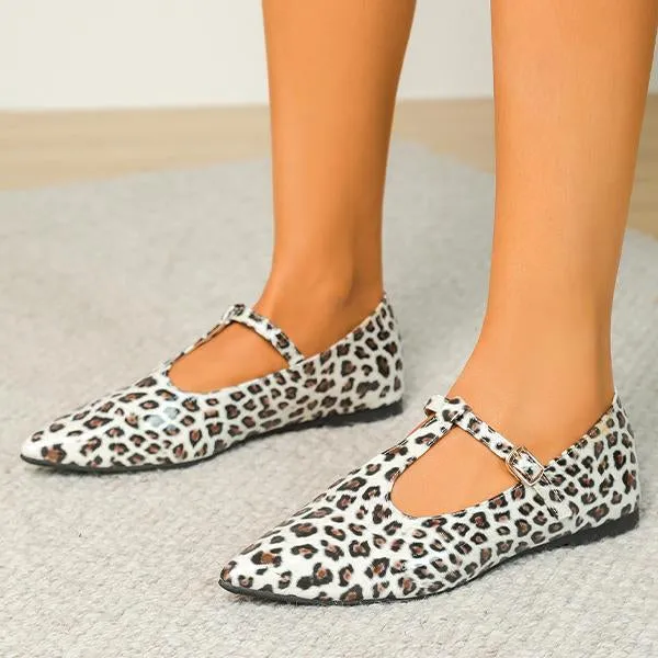 Women's Fashionable Leopard Print T-Buckle Flat Loafers 08533569S Zodiac Loafers
