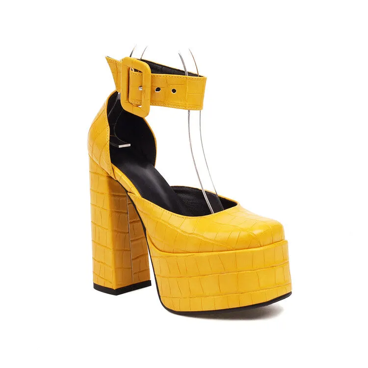 Sandals Jamaica Montego Bay Women's Glossy Glossy Solid Color Round Toe Hollow Out Chunky Heel High Heels Platform Sandals