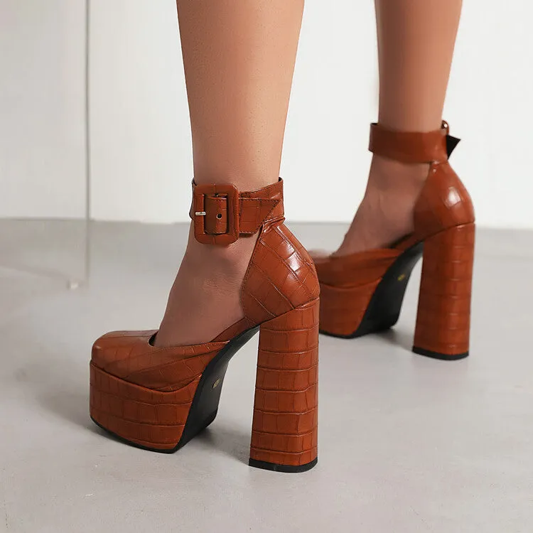 Women's Glossy Glossy Solid Color Round Toe Hollow Out Chunky Heel High Heels Platform Sandals High Heel Slide Sandals