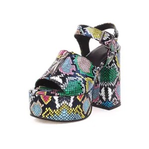 Women's Glossy Zipper Ankle Strap Buckle Thick Sole Block Heel Platform Sandals Babymoon