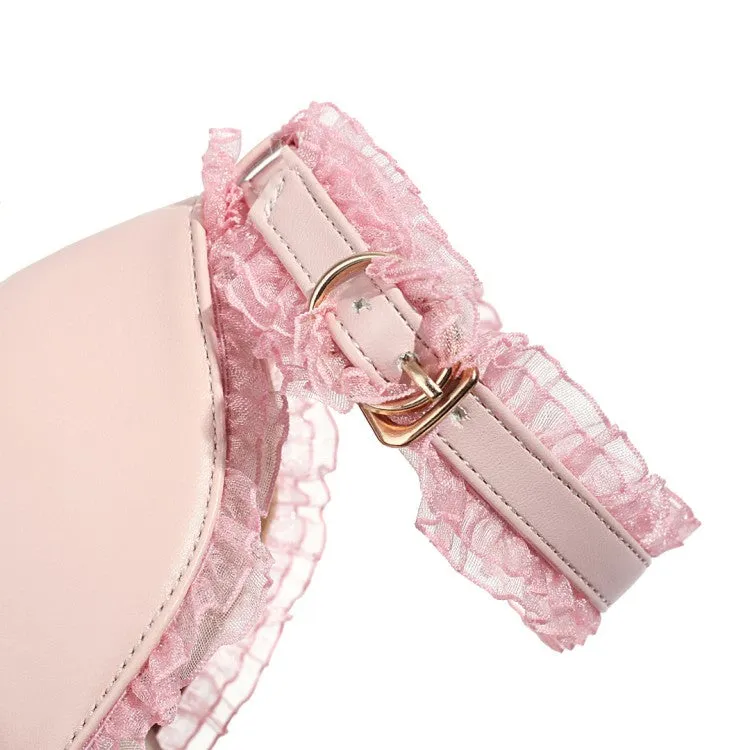 Women's Lolita Round Toe Lace Hollow Out Ankle Strap Block Heel Low Heels Sandals Huaraches Mexican Sandals