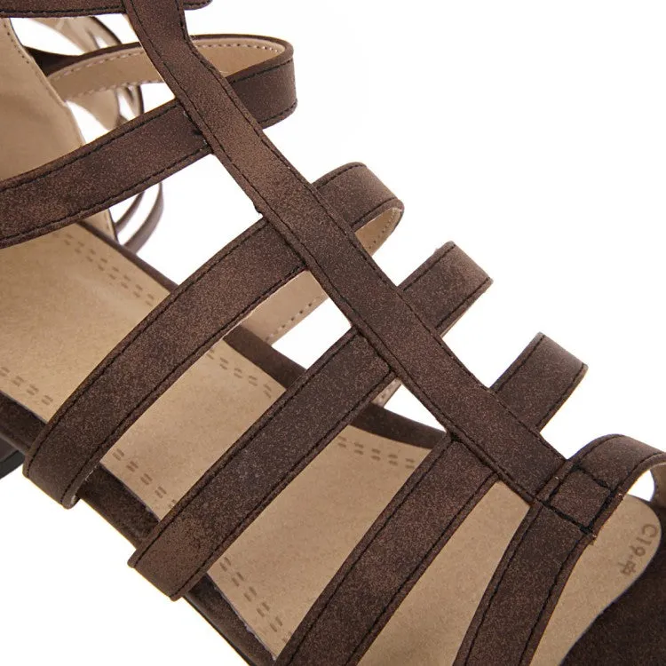 Comfortable Platform Wedge Sandals Women's Peep Toe Hollow Out Solid Color Block Heel Low Heels Sandals