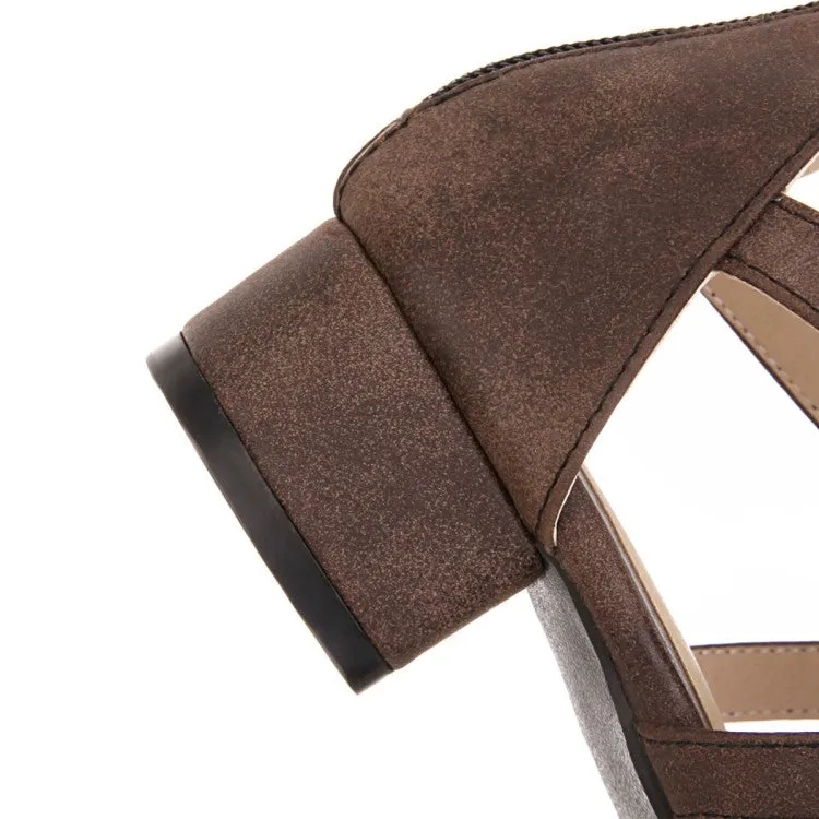 Women's Peep Toe Hollow Out Solid Color Block Heel Low Heels Sandals Sandals Comfortable