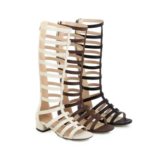 Seashell Sandals Women's Peep Toe Hollow Out Solid Color Block Heel Low Heels Sandals