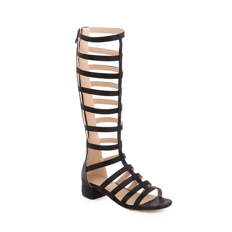 Women's Peep Toe Hollow Out Solid Color Block Heel Low Heels Sandals Toddler Sandals