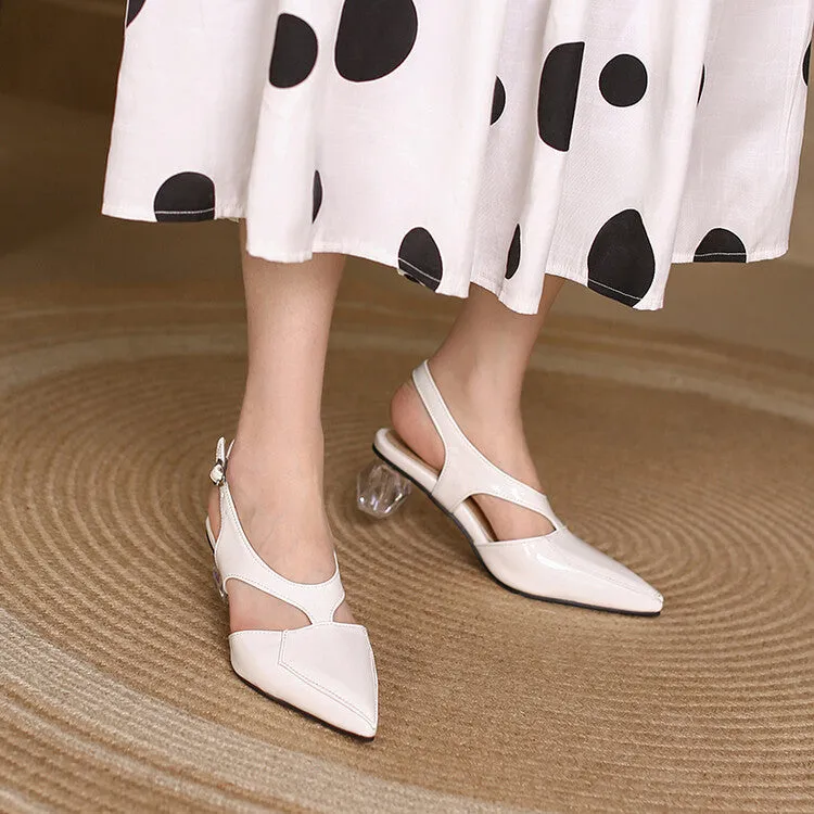 Women's Pointed Toe Hollow Out Medium Clear Heel Sandals Inexpensive Birkenstock Sandals