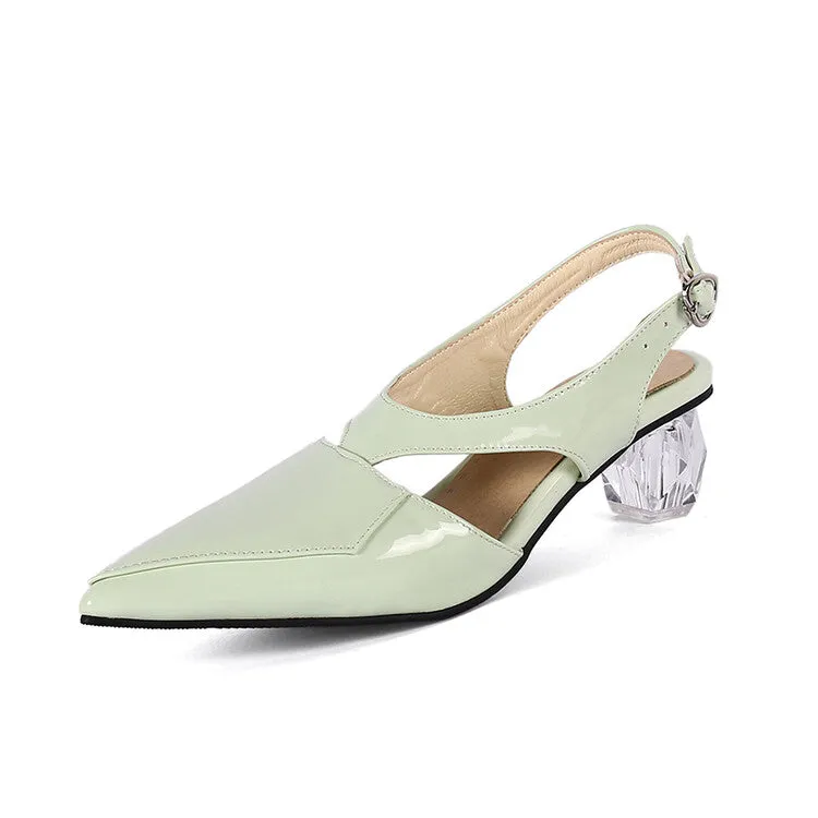 Sandals In Cancun Women's Pointed Toe Hollow Out Medium Clear Heel Sandals