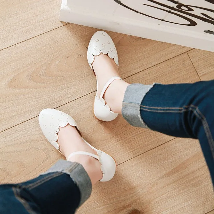 Women's Round Toe Solid Color Ruffles Ankle Strap Block Heels Sandals Sandals At Famous Footwear