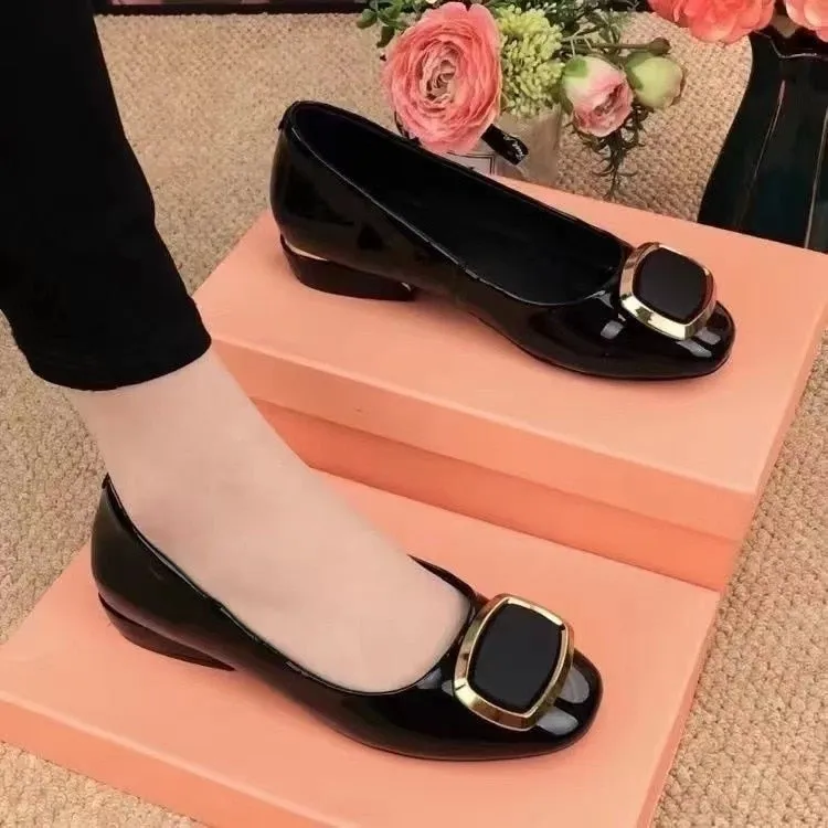 Womens Shallow Single Shoes Summer New Mesh Square Buckle Sandals Women Casual All-match 3CM Low-heel Sandals Women Shoes Toe Covered Sandals