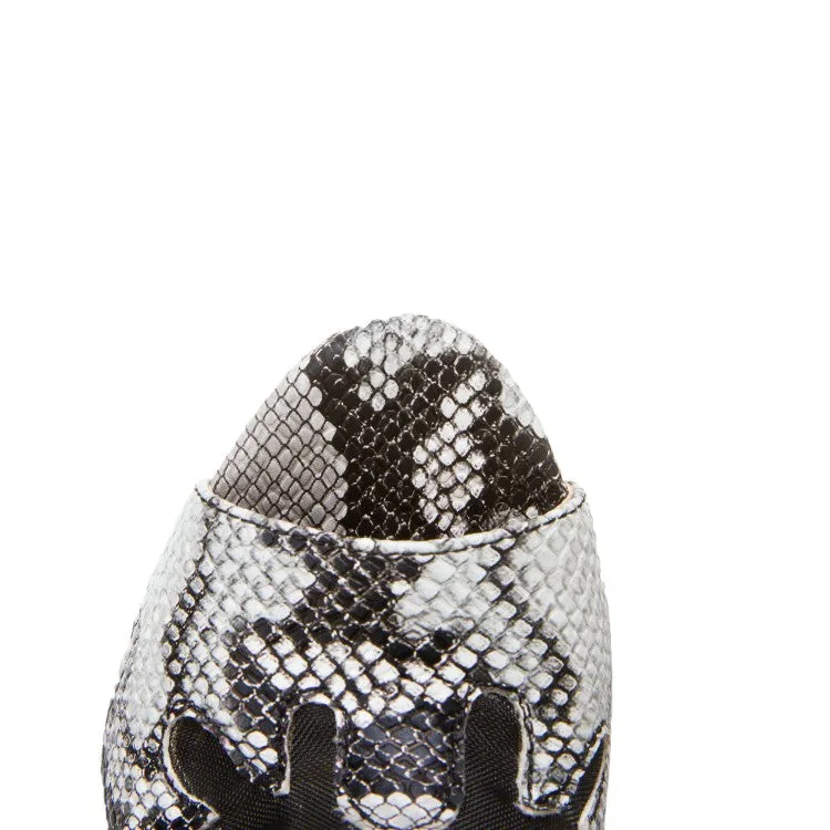 Sandals Church Woodcrest Women's Snake Print Peep Toe Hollow Out Chunky Heel Platform Sandals