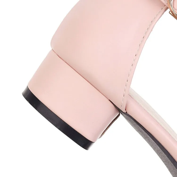 Women's Solid Color Ankle Strap Pearls Hollow Out Block Heel Low Heels Sandals Fashionable Sandals For Bunions