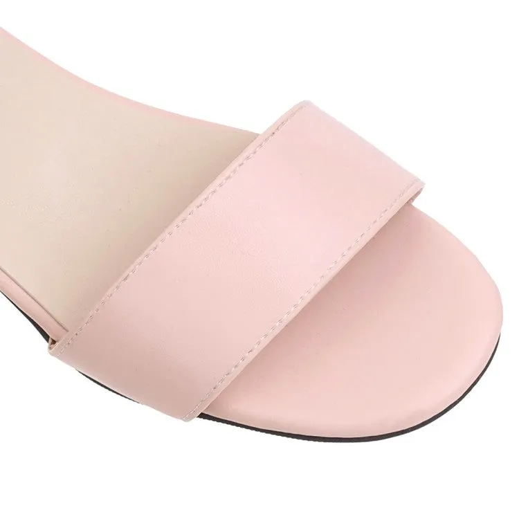 Sandals Royal Reviews Women's Solid Color Ankle Strap Pearls Hollow Out Block Heel Low Heels Sandals