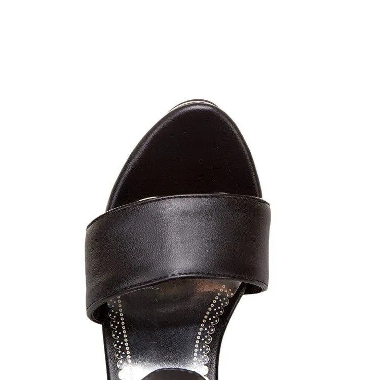 Walking Sandals Comfortable Women's Solid Color Double Ankle Strap Platform Chunky Heel Sandals