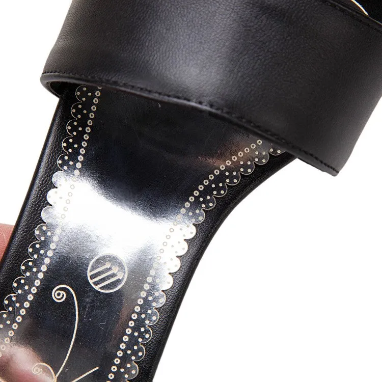 Women's Solid Color Double Ankle Strap Platform Chunky Heel Sandals Dawg Sandals