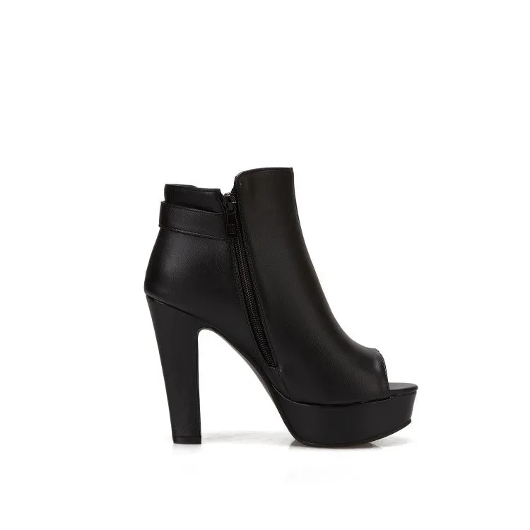 Ladies Shoes And Sandals Women's Solid Color Peep Toe Rivets Ankle Wrap Chunky Heel Platform Sandals