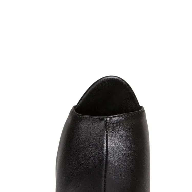 Laurieann Sandals Women's Solid Color Peep Toe Rivets Ankle Wrap Chunky Heel Platform Sandals