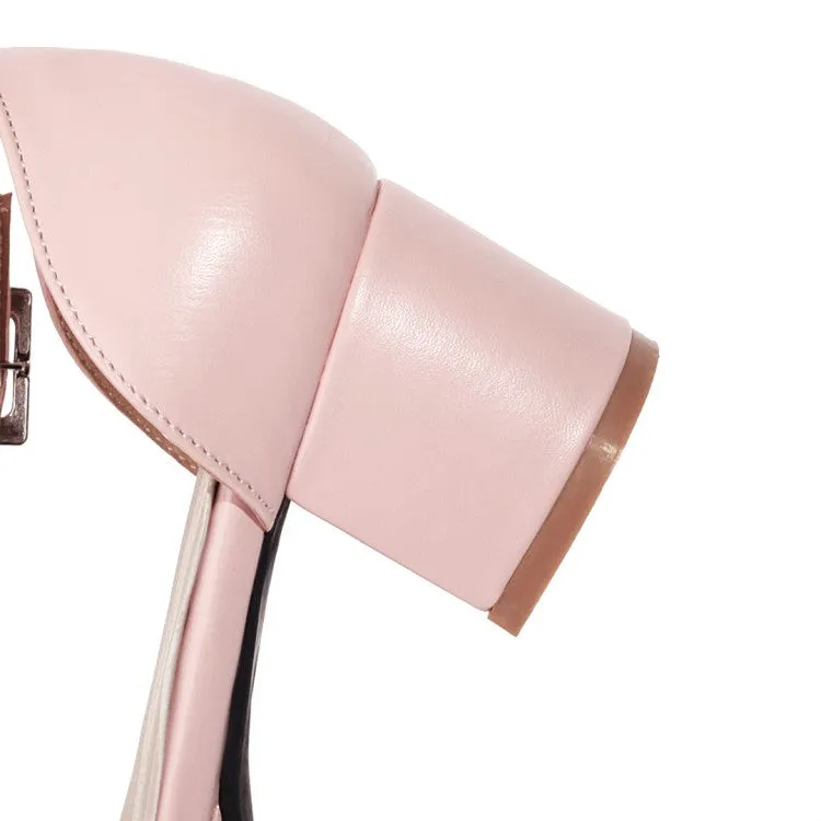 Women's Solid Color Round Toe Hollow Out Ankle Strap Low Block Heels Sandals Sandals With Over The Water Bungalows