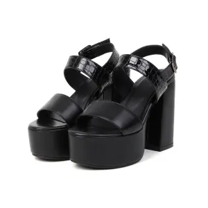 Women's Solid Color Thick Sole Block Heel Platform Sandals Sandals By Earth